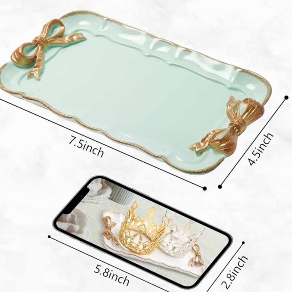Coquette jewelry tray with golden bows - Picture 2 of 3